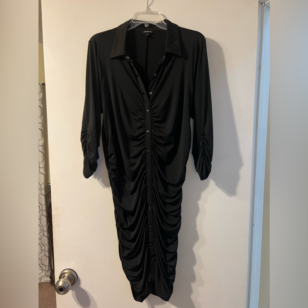 Shirred shirt dress